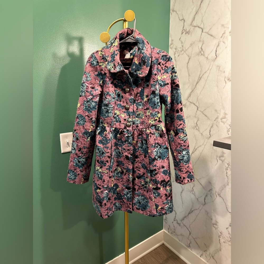 ModCloth Small Multicolored Pea coat. Like New Condition. Purple and Teal.